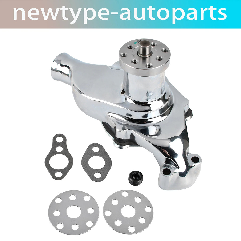 High Volume Short Water Pump for Chevy SBC 283 305 350 (Chrome)