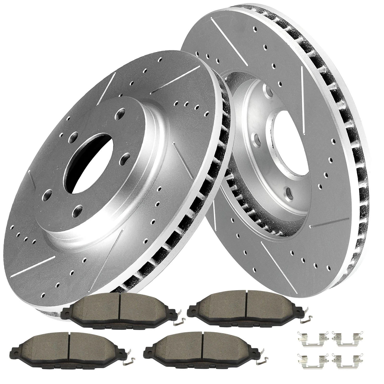 Front Brake Ceramic Pad & Drilled Slotted Rotor for Nissan Pathfinder (2015)