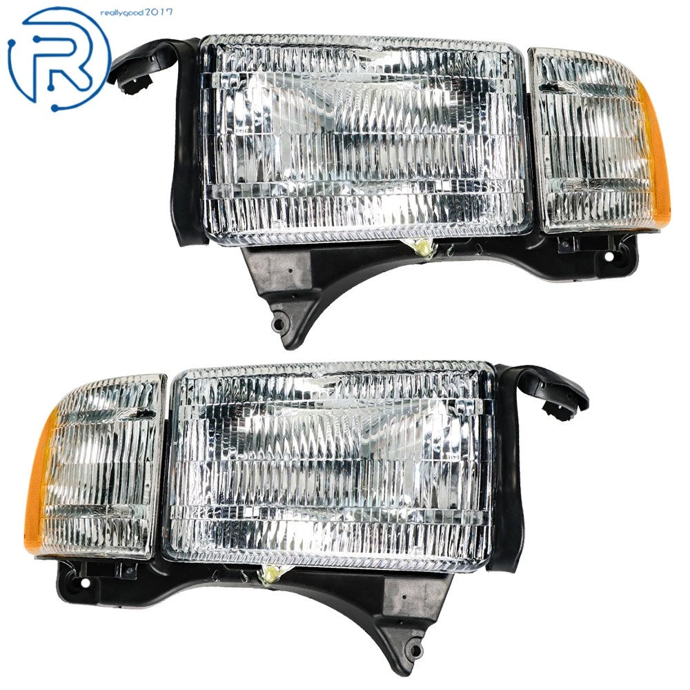 Headlights Pair for Dodge Ram 1500-3500 (1994–2002) Halogen