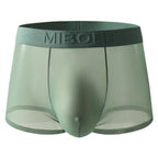 Ultra Thin Ice Silk Boxer Briefs for Men Low Waisted (Transparent Design)