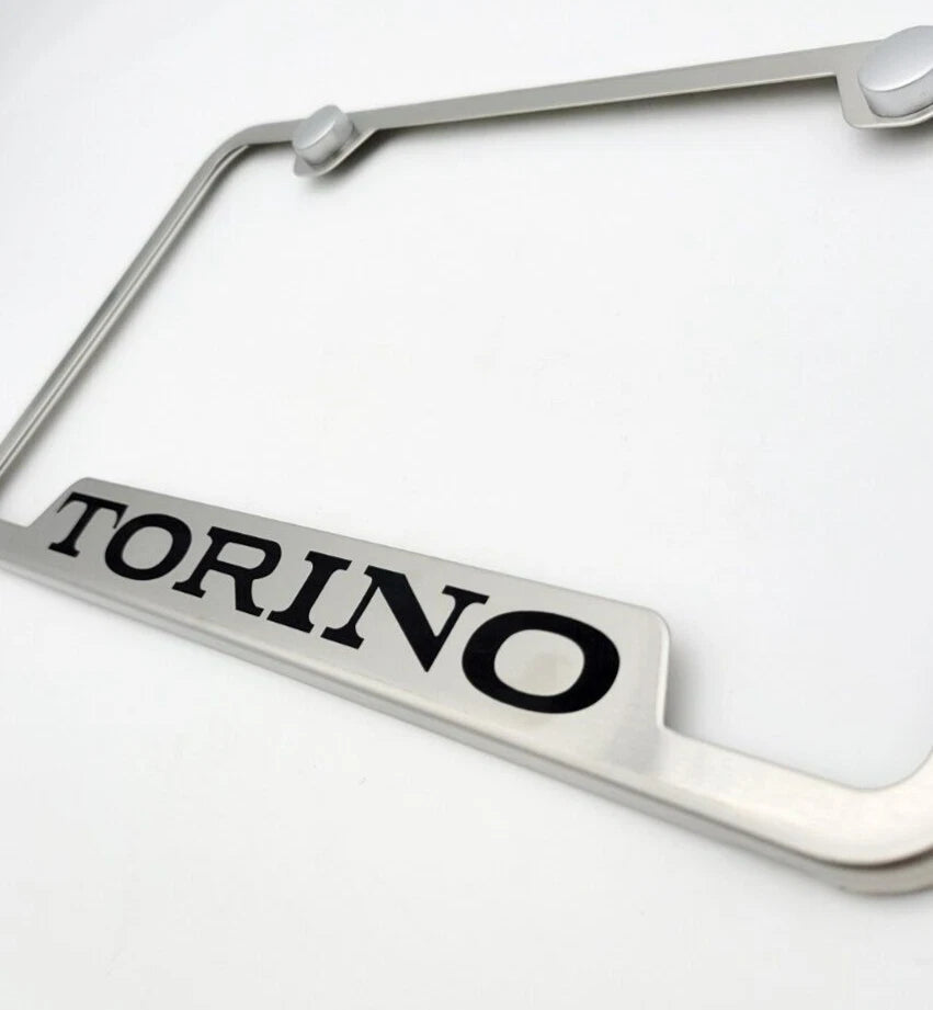 Brushed Notched Stainless License Plate Frame for Ford Torino (1968–1976)