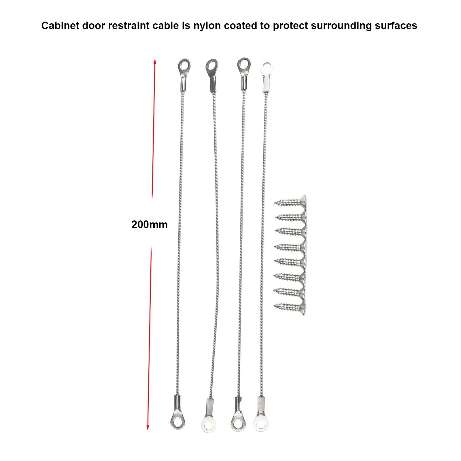 Set of 4 Heavy Duty Stainless Steel Door Restrictor Cables for