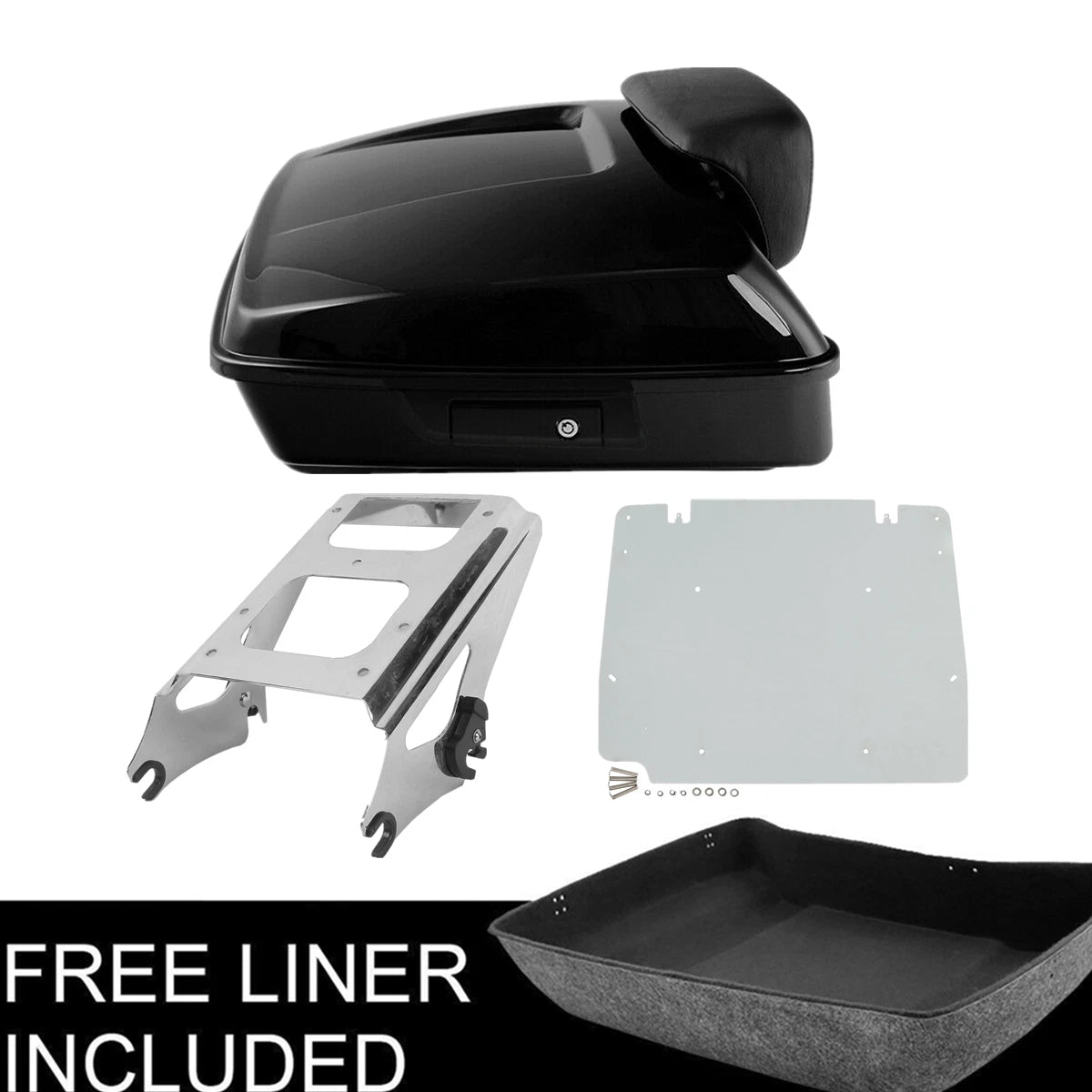 Trunk Backrest Pad Mount Rack Plate for Harley Electra Glide (2009–2013)