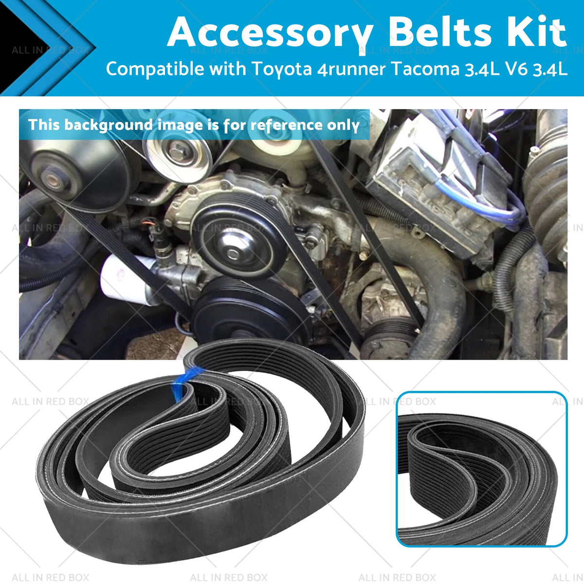 4PK870 Accessory Belts Kit for Toyota 4Runner Tacoma (1995–2004)