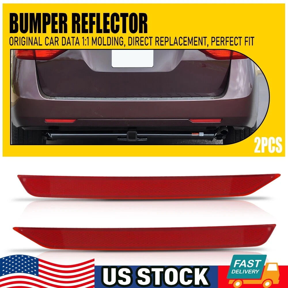 Set of 2 Red Rear Bumper Reflector Light Covers for Honda Odyssey (2011–2017)