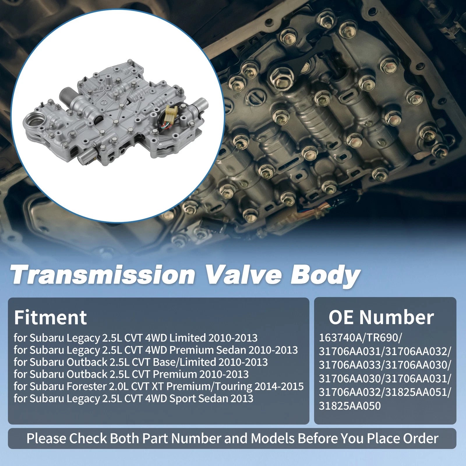 CVT Transmission Valve Body for Subaru Legacy Outback Forester (TR690/163740A)
