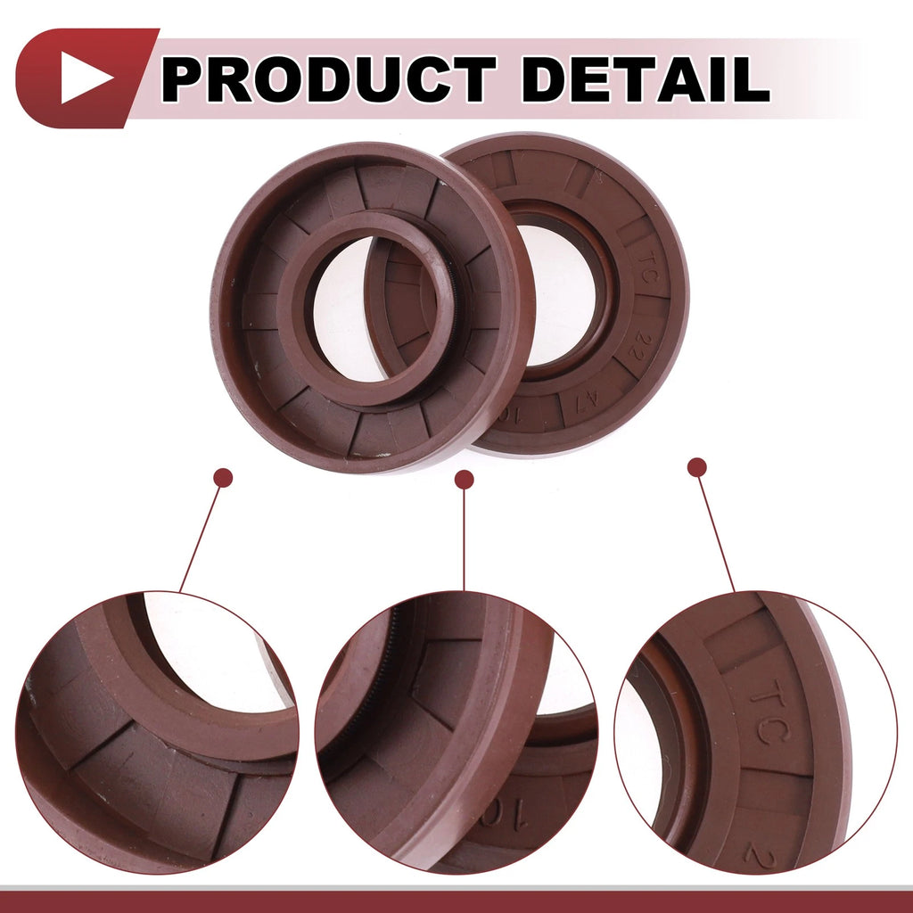 2X Oil Seal Rotary Shaft Seal FKM Rubber 22x47x10mm for Various Models