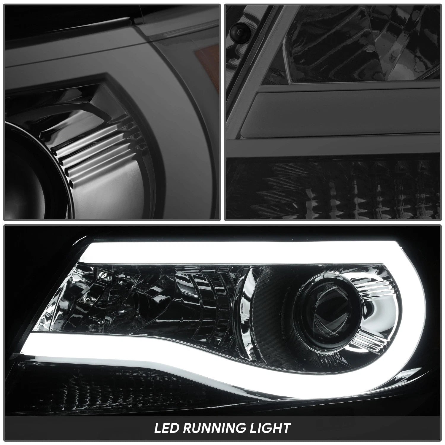 3D LED Bar Chrome Smoked Amber Projector Headlights for Chevrolet Colorado (2015–2022)