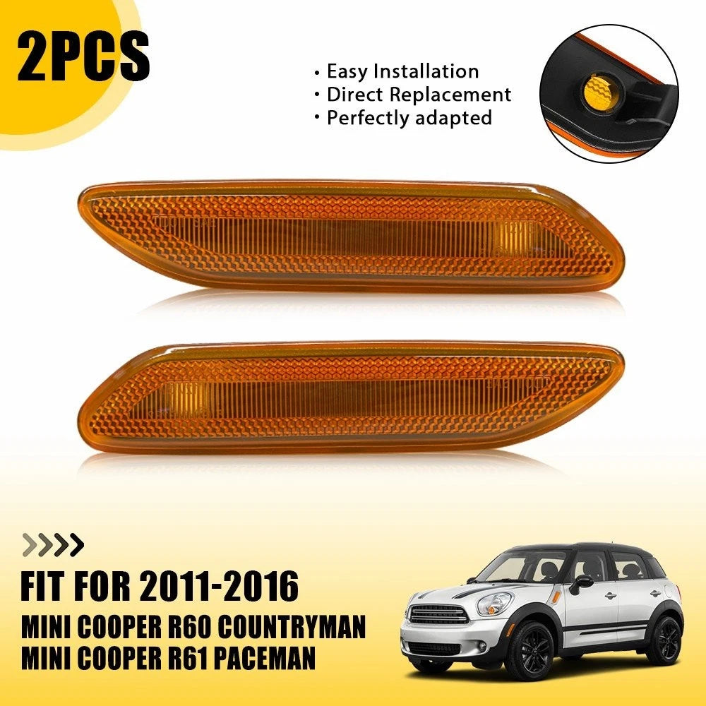 2X Amber LED Front Side Marker Light Lamps for MINI Cooper R60 (2011–2016)