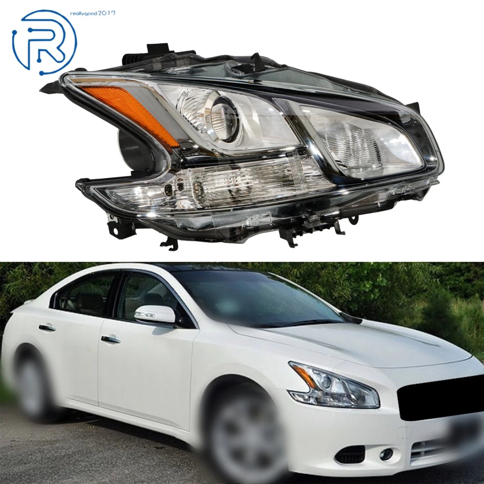 Right Side Headlight Clear Lens for Nissan Maxima (2009–2014) HID/Xenon