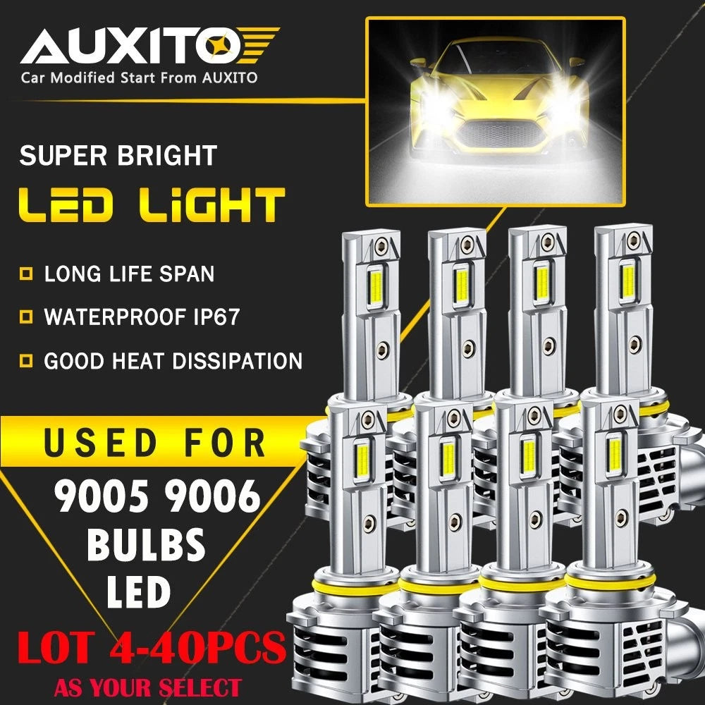 Set of 2 AUXITO 9005 + 9006 LED Headlight Combo M6S 60000LM 6500K White