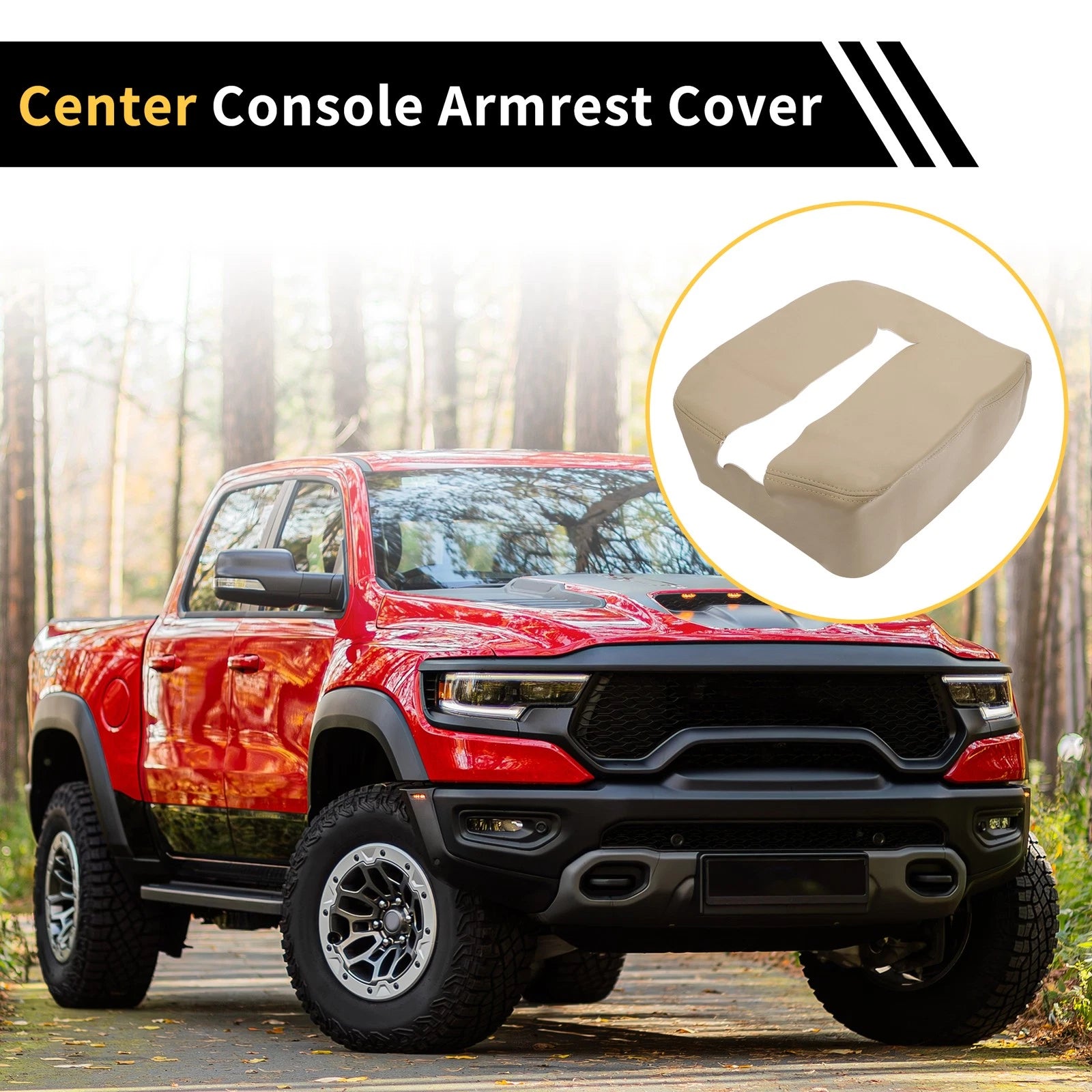 Center Console Cover for Chevrolet Silverado (Microfiber Leather, Beige)