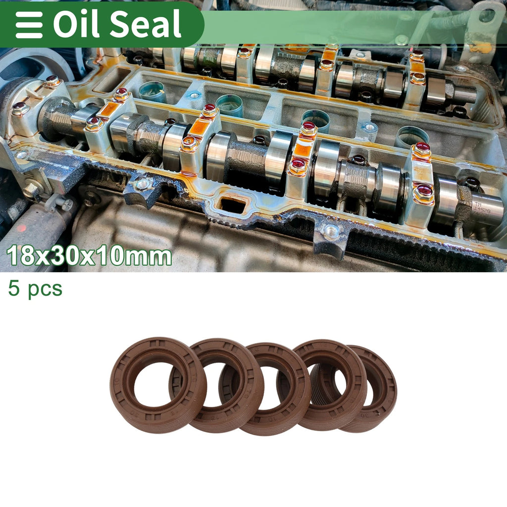Set of 5 Oil Seal FKM Rubber 18x30x10mm for High Pressure