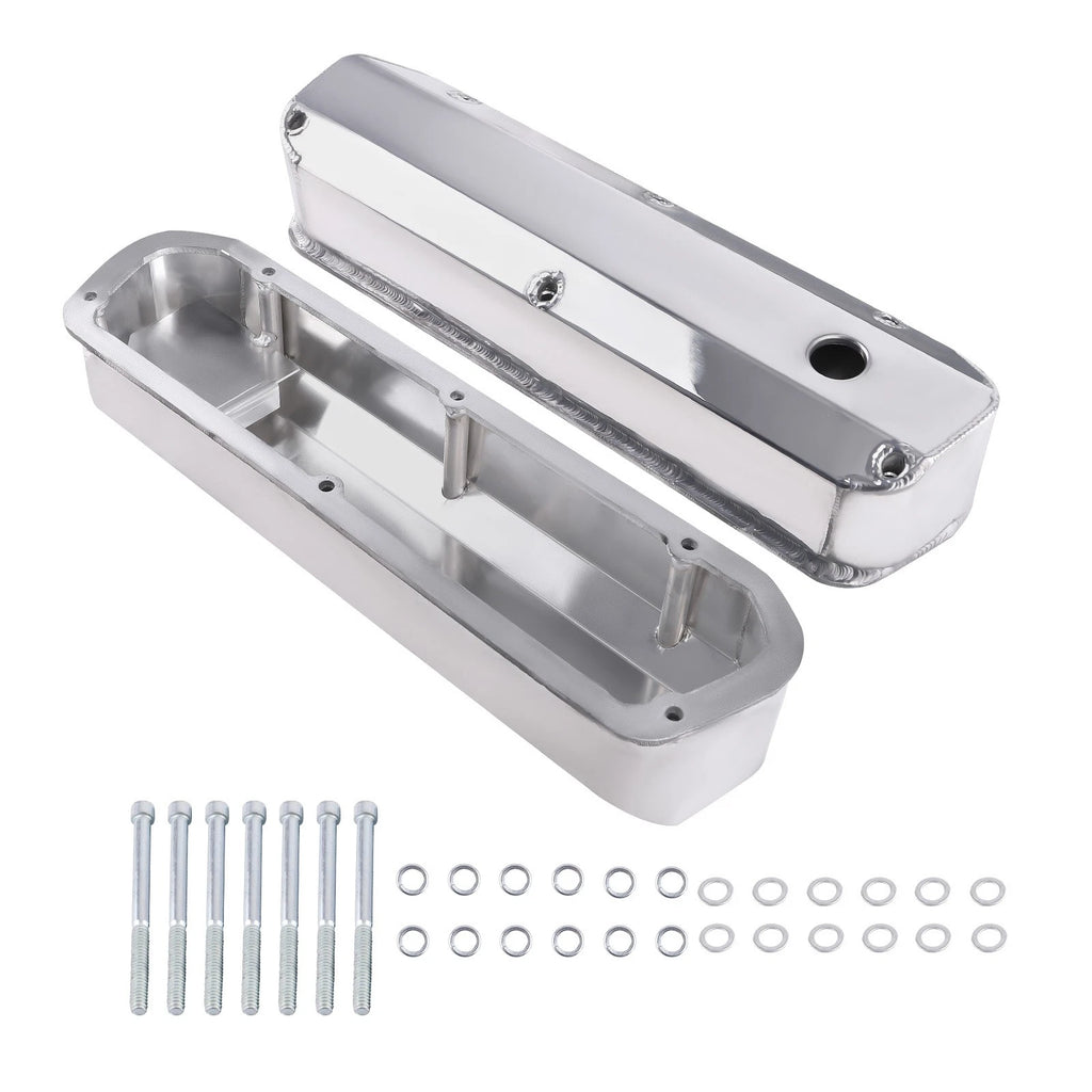 Set of 2 Fabricated Aluminum Tall Valve Covers for Ford 260 289 302 351W (1962–1985)