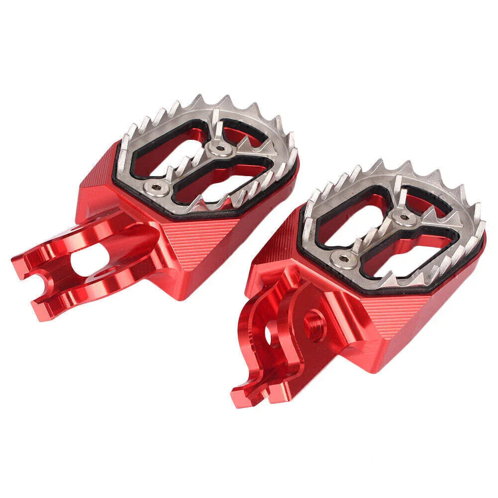 Red Shark Teeth Racing Foot Pegs for Kawasaki KX250 KX450 (2008-2015)