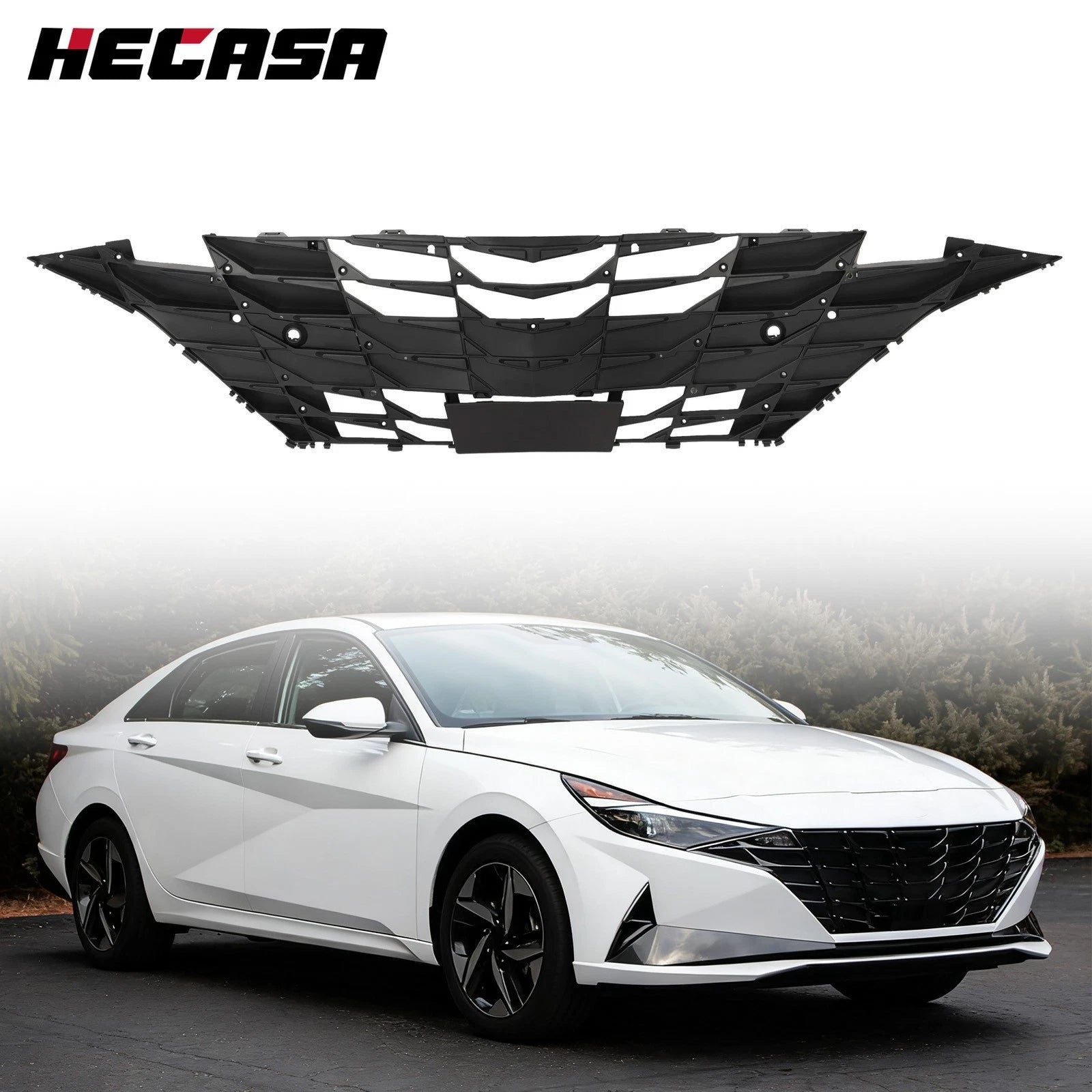 Front Inner Radiator Grille Cover for Hyundai Elantra (2021–2023) Black