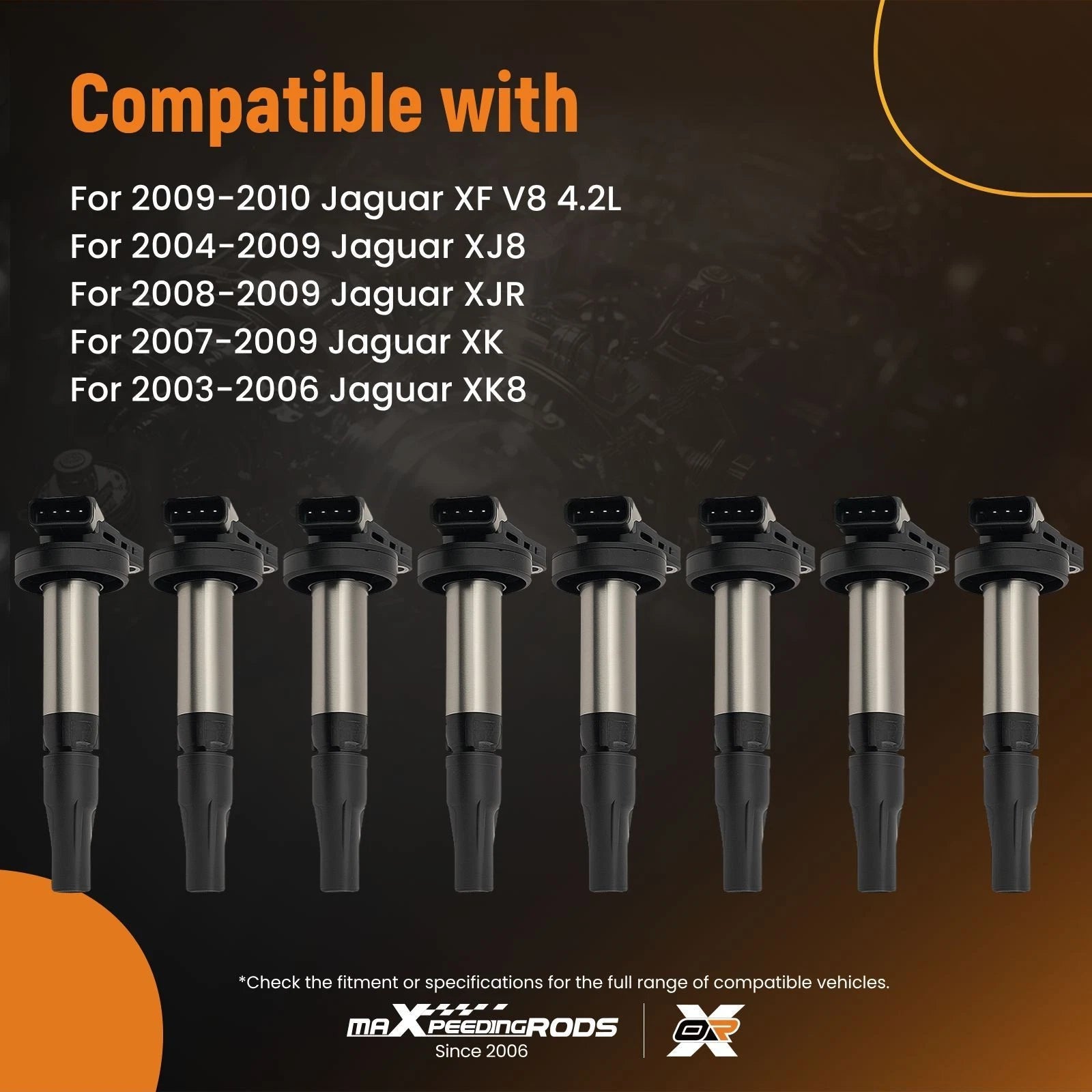 Set of 8 Ignition Coils for Jaguar XK8 XKR (1996-2006)