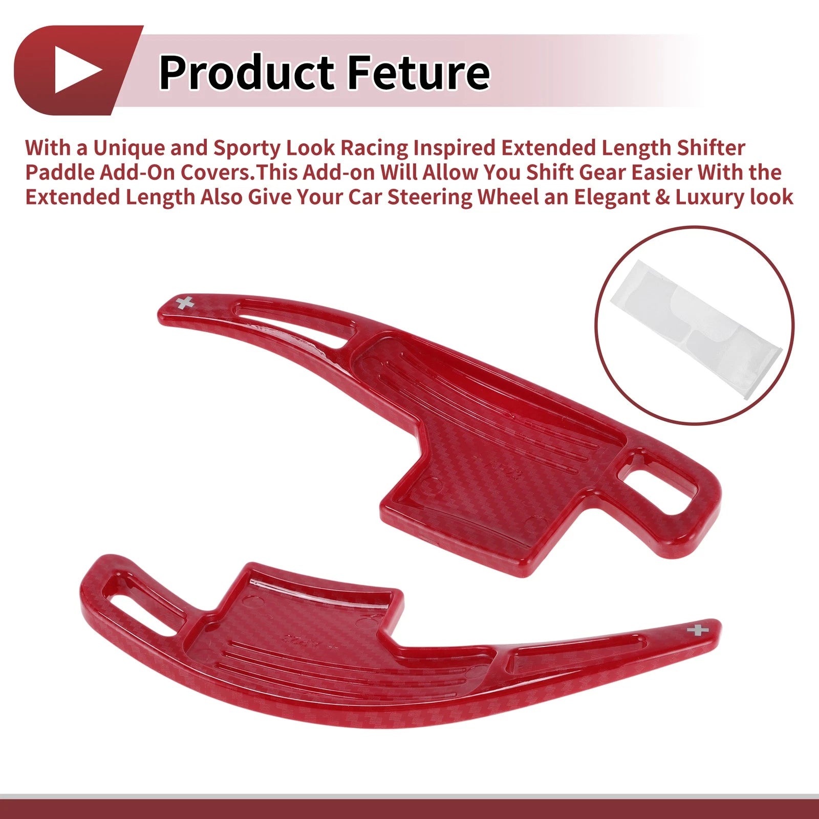 Set of 2 Red Plastic Steering Wheel Paddles for Ford Mustang (2015–2023)