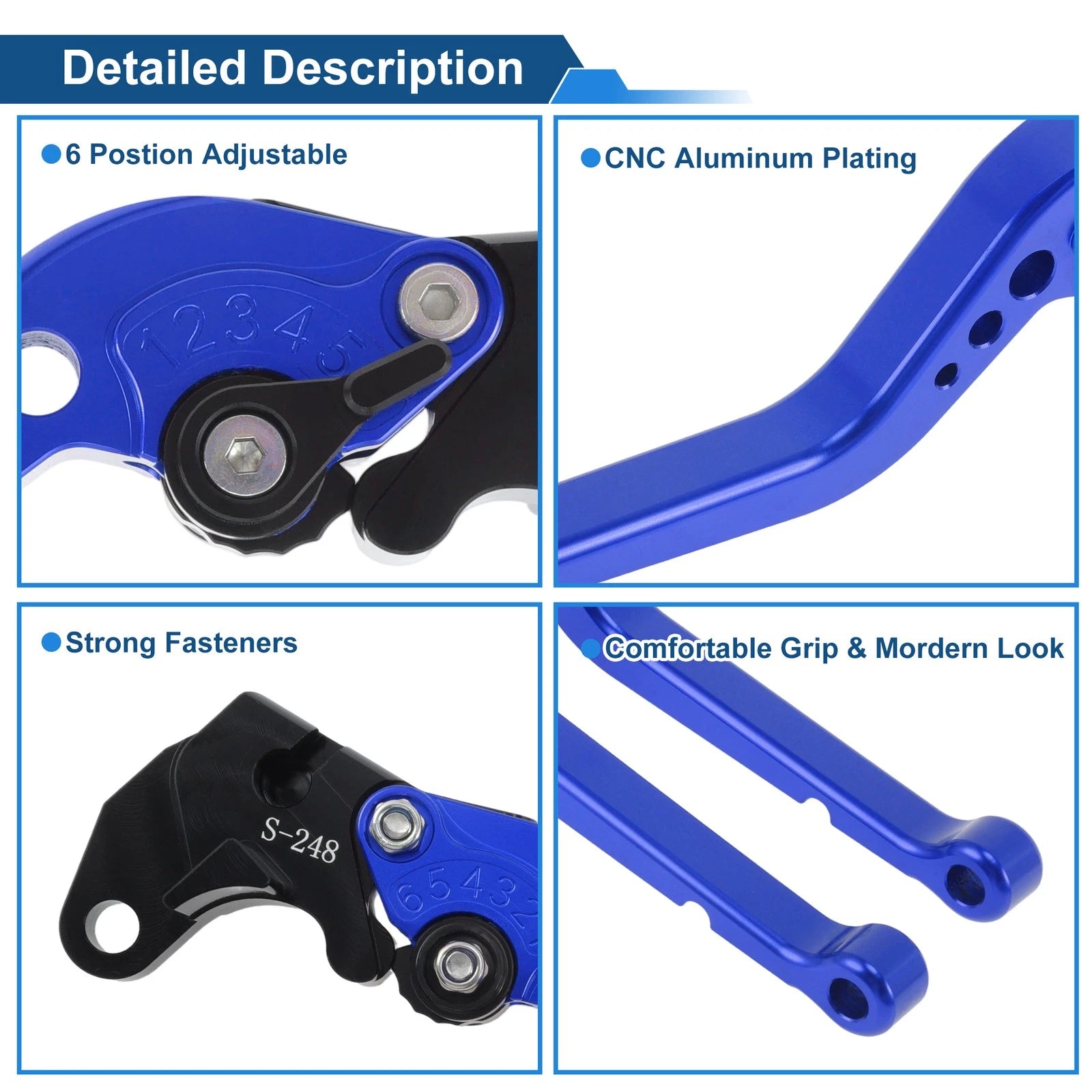 Short Brake Clutch Levers for Suzuki GSXR600 (1997–2003) Blue 1 Pair