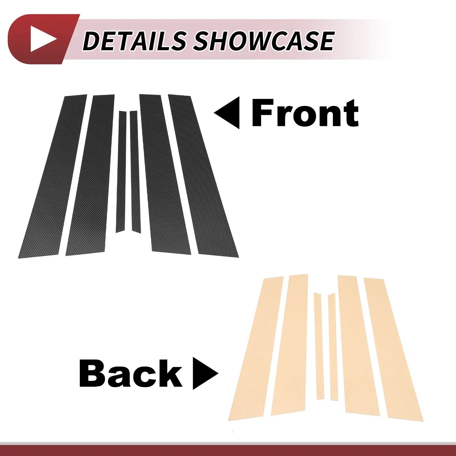 6 Pcs Door Pillar Window Trim for Mercedes C-Class Carbon Fiber (2015-2021)