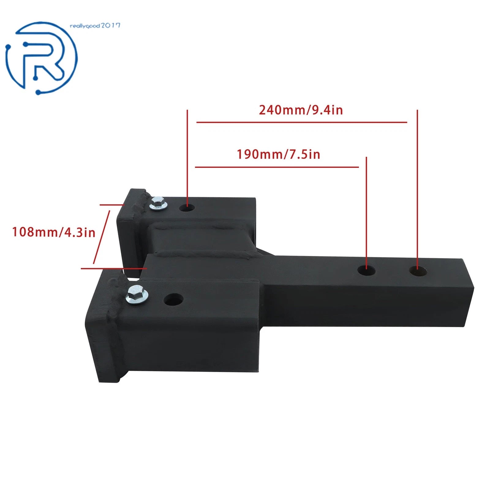 Dual Ball Hitch Extender Receiver for Trucks (10000LB, Adjustable 2in Up 4in Down)