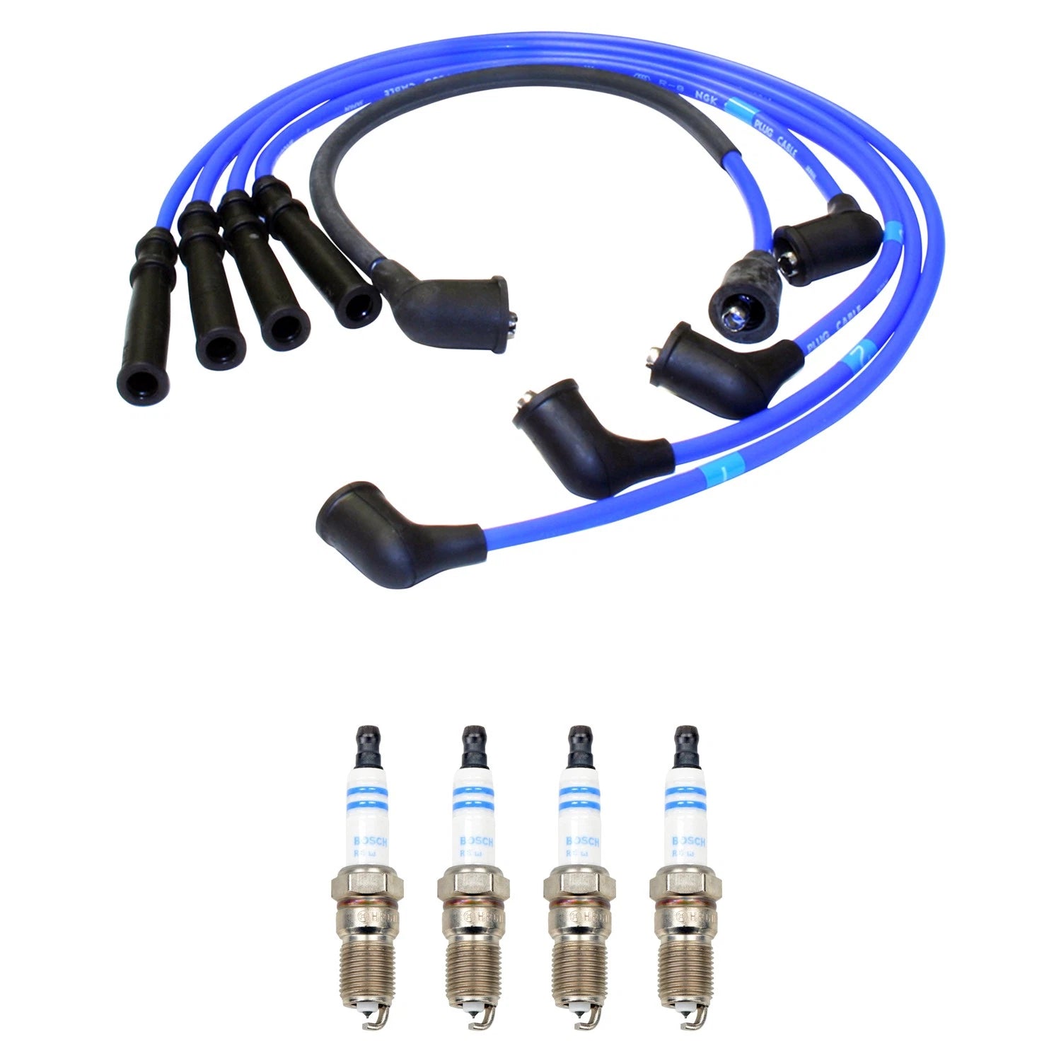 NGK 7mm Wire Set & Bosch Platinum Spark Plug Kit for Mazda 626 MX-6 Probe (1990–1997)