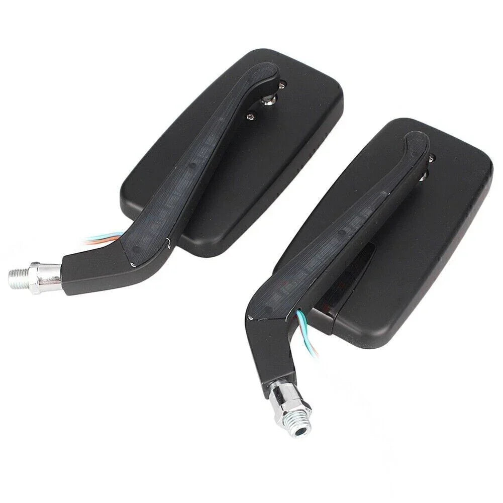 8mm/10mm Moto Left & Right Rear View Side Mirrors with LED Signal Light for Car