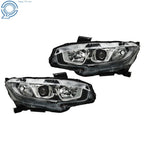 Set of 2 Projector Headlights for Honda Civic (2016–2020) Clear Lens
