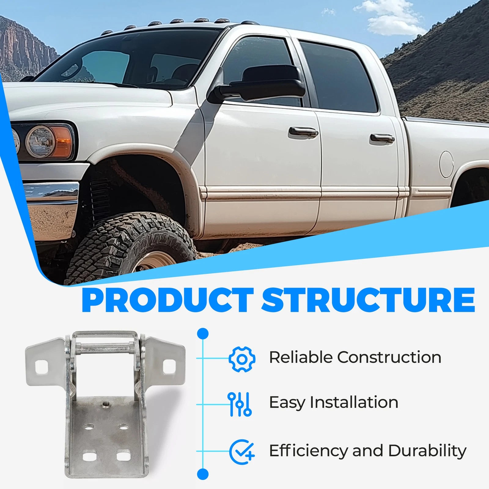Lower Front Door Hinge Set of 2 for Dodge Ram 1500 2500 (1996–2002) #55275464AC