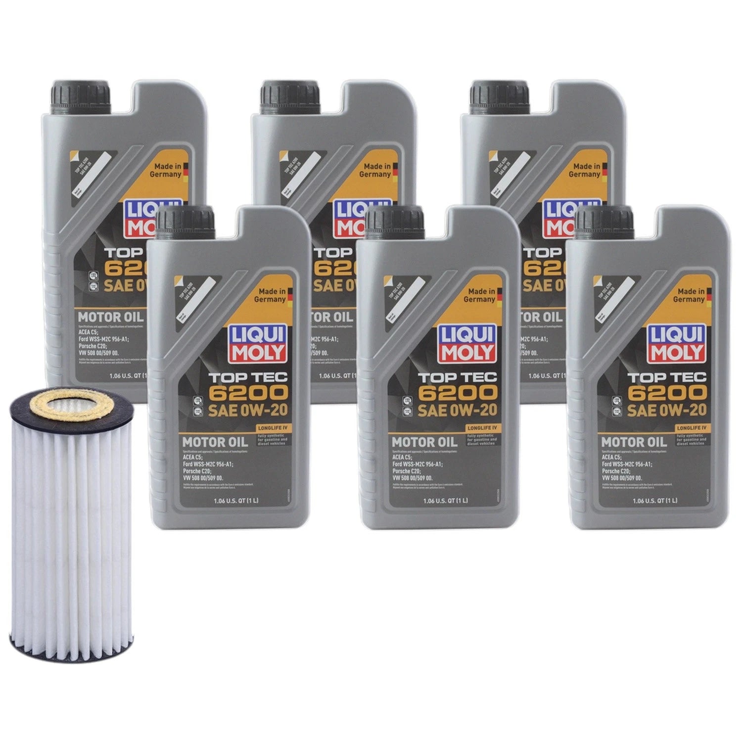 6L Liqui Moly Top Tec 6200 0W20 Engine Oil Change Kit for Audi A3 Quattro A4 (2010–2020)