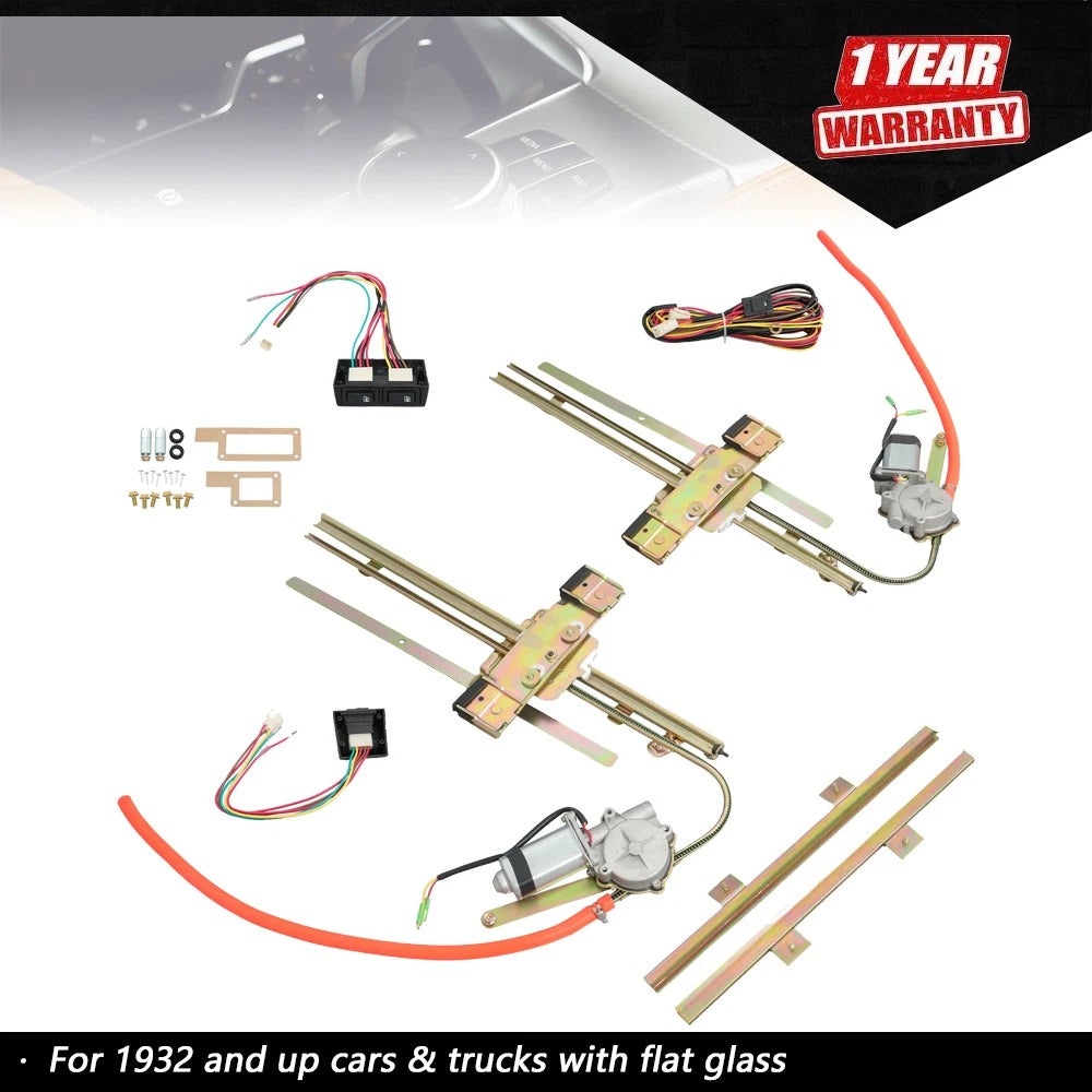 2-Door Power Window Kit for Universal Hot Rods (Flat Glass)