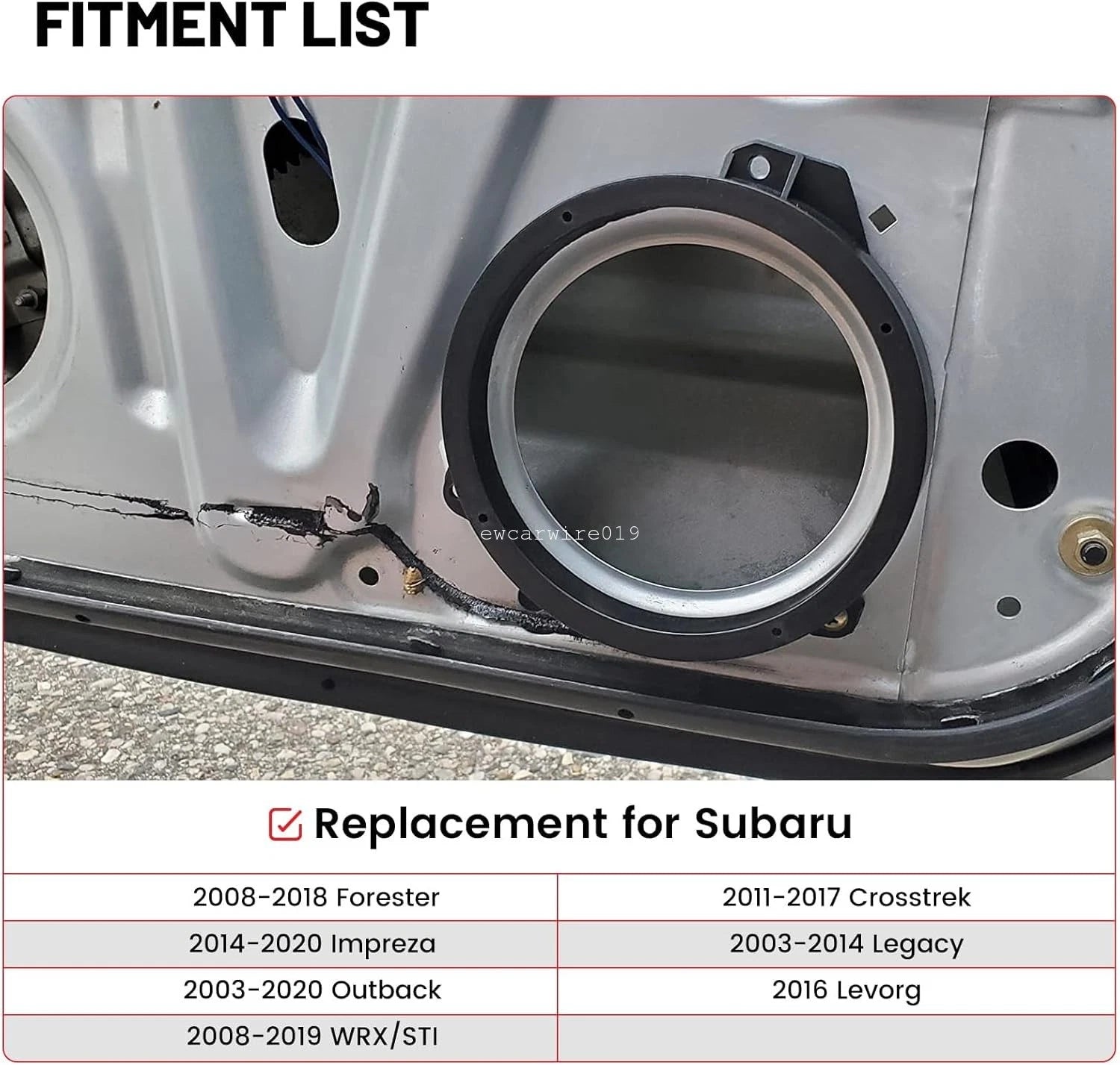2X 6.5" Car Front Door Speakers Mounting Brackets for Subaru WRX STI (2008–2019)