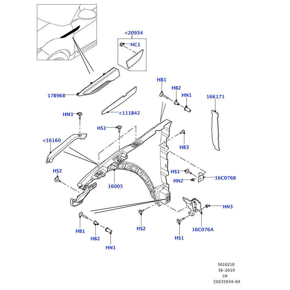 ABS Silver Front Door Upper Trim for Land Rover Range Rover Evoque (12-19)