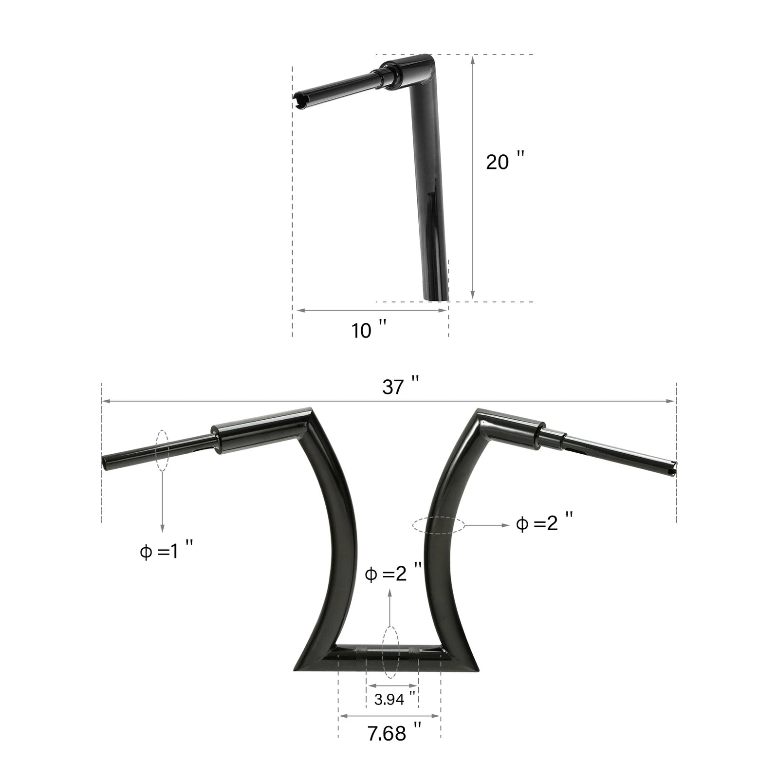 20" Rise 2" Ape Hanger Handlebar for Harley Softail Sportster Dyna Touring