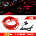 LED Strip Lights for Universal Car Interior Decor (500CM, Red)