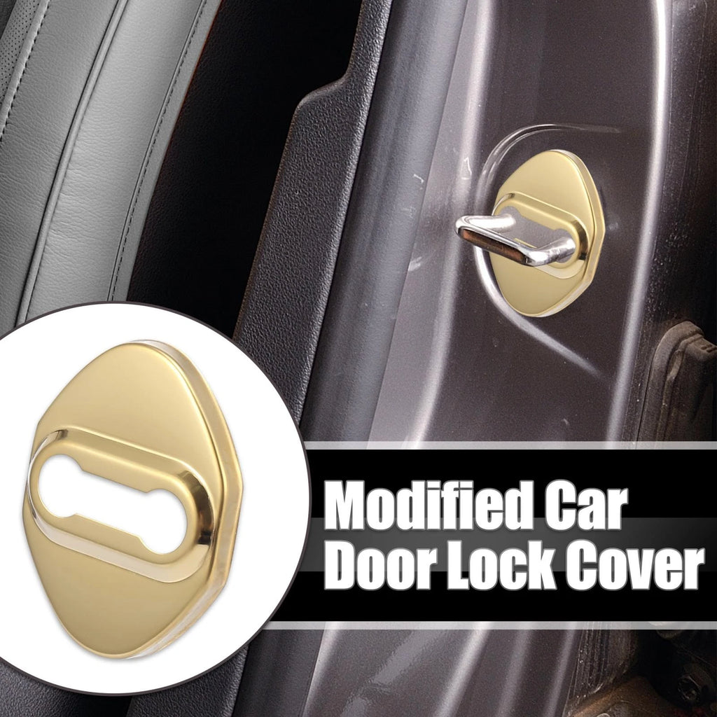 Set of 4 Door Lock Latch Striker Covers for Toyota (Adhesive, Gold Tone)
