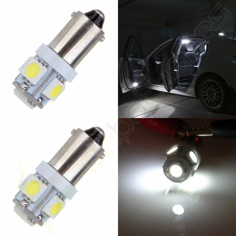 2Pcs BA9S White 5-5050-SMD LED Bulbs for Audi (Fits T4W H6W 1895 3886X)