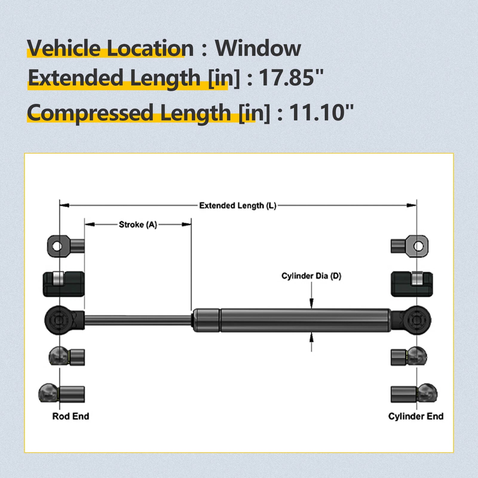 2X Rear Window Lift Supports for Ford Expedition, Lincoln Navigator
