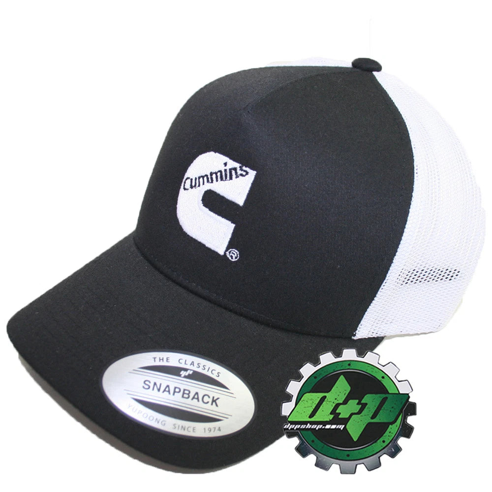 Cummins Snapback Trucker Hat Cap - Black/White Mesh Logo