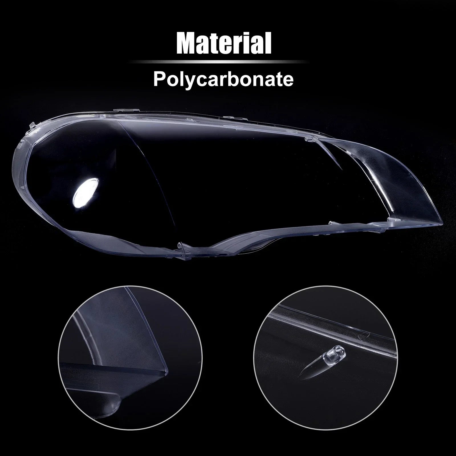 Pair Front Headlight Lens Cover Cap for BMW X5 E70 (2007-2013)