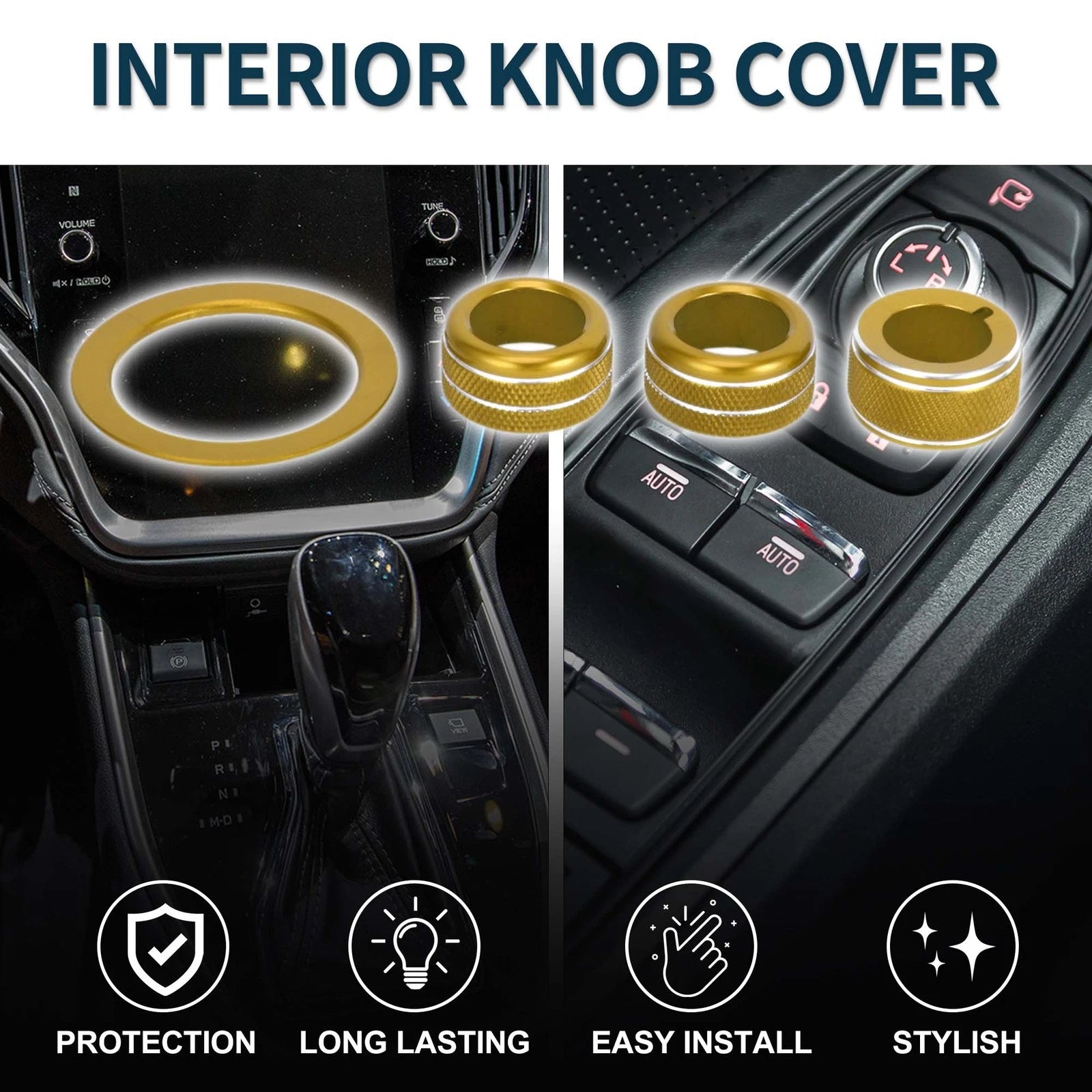 Set of 4 Media Tune Engine Start Mirror Knob Covers for Subaru WRX (2022–2023) Gold Tone