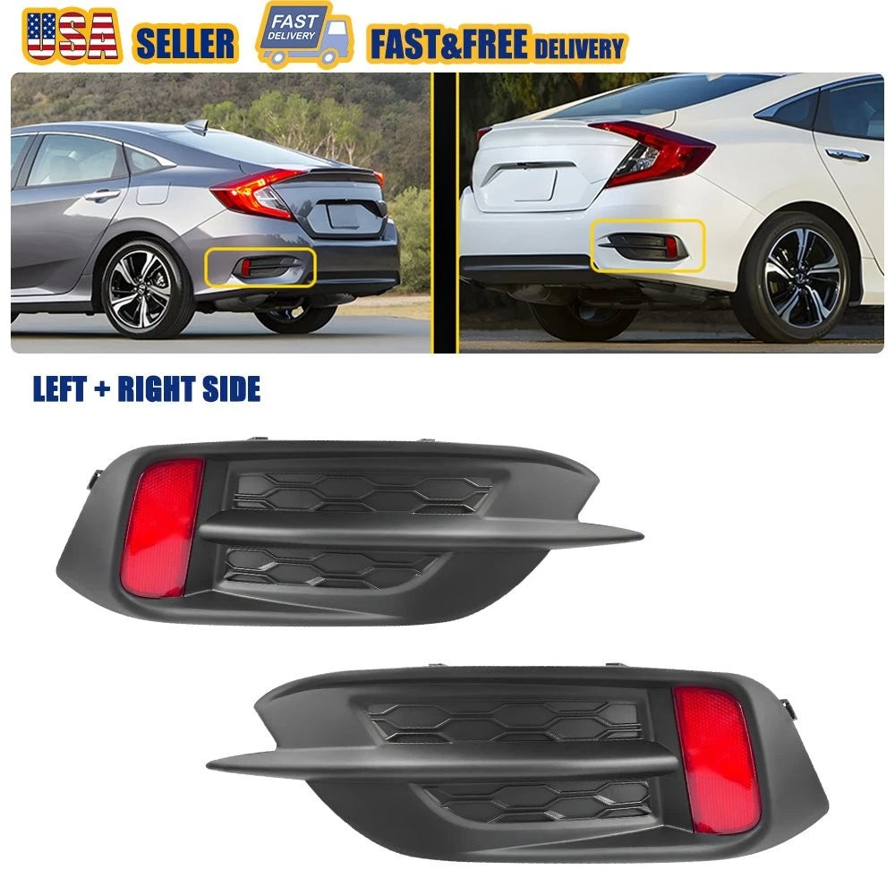 Rear Bumper Reflector Cover Trim for Honda Civic 10th Gen (2016–2021)