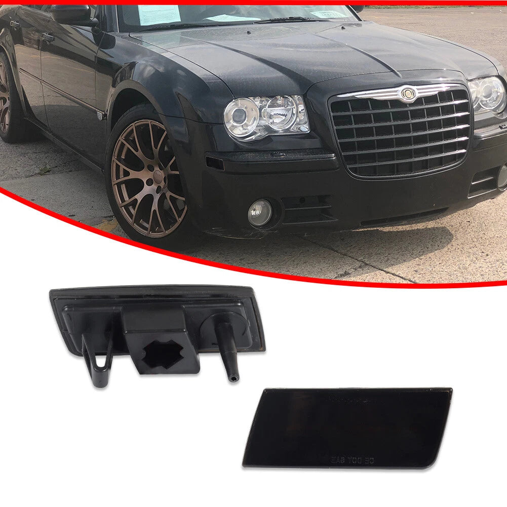 2X Smoked Lens Front Bumper Side Marker Lights for Chrysler 300C (2005–2010)