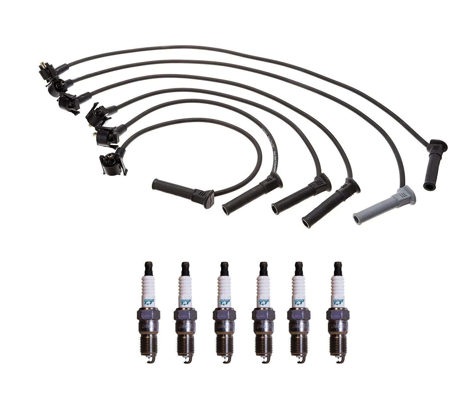 Denso 7mm Wire Set & 6 Iridium TT Spark Plugs for Ford Mustang (2005–2010)