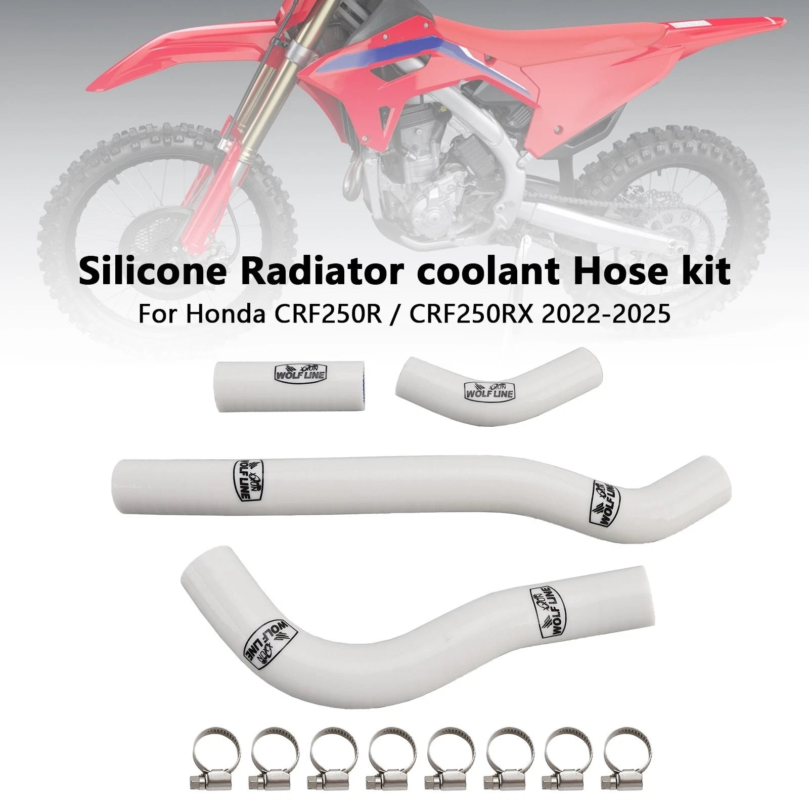 Silicone Radiator Coolant Hose for Honda CRF250R CRF250RX (2022–2025) White