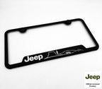 License Plate Frame Rugged Black Stainless with Jeep Script for Jeep Wrangler (2018–2024)
