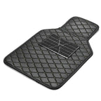 4 x Car Floor Mats Waterproof PU Leather Black & Beige