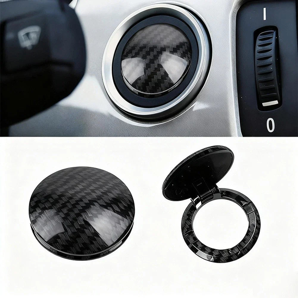 Carbon Fiber Cover Sticker for Car Engine Start Stop Button Dashboard