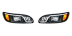 LED Blackout Headlights Pair with Dual LED Turn Signals for Peterbilt 386 (2016–2017)