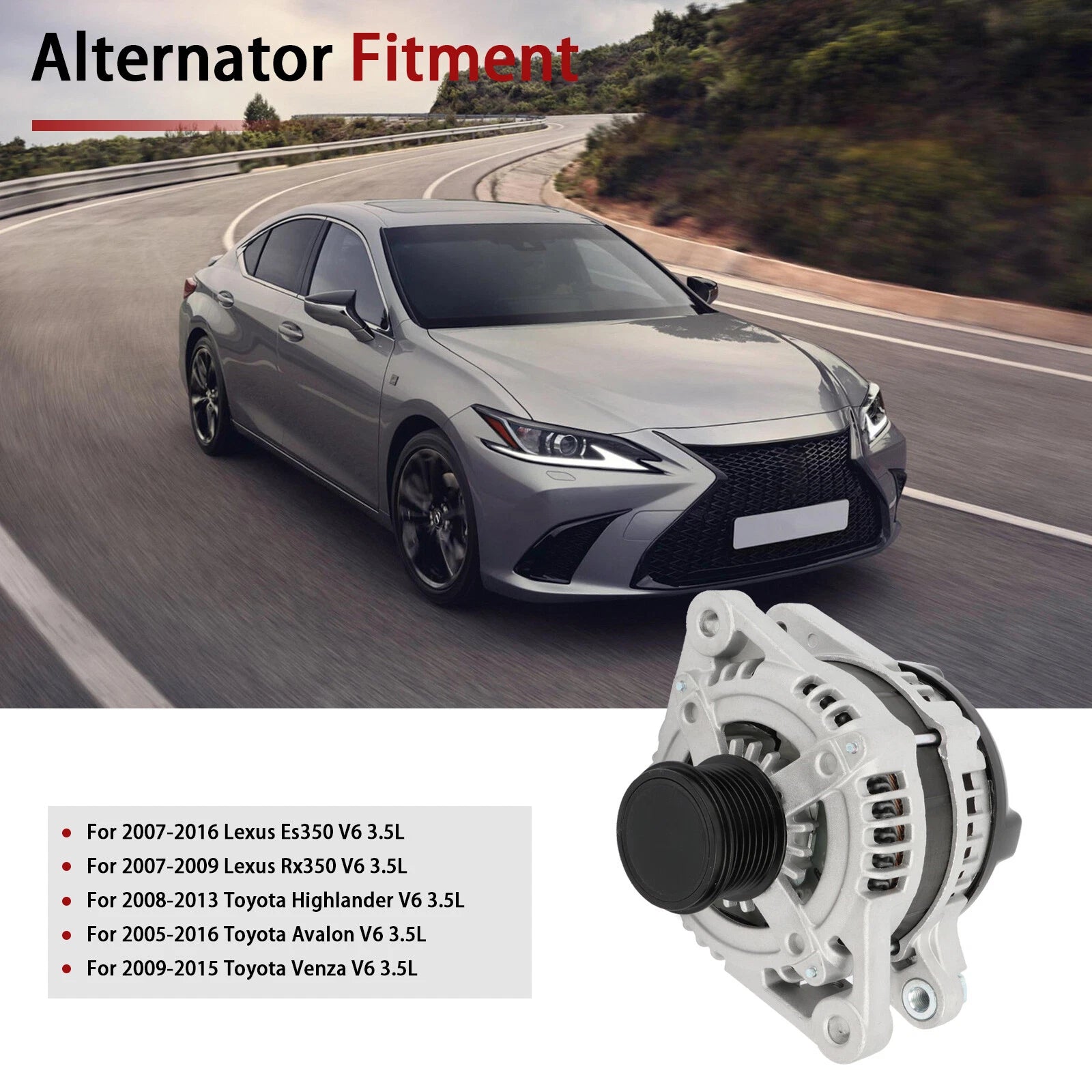 Alternator for Lexus ES350 (2007–2016) & Toyota Highlander (2008–2013) V6 3.5L